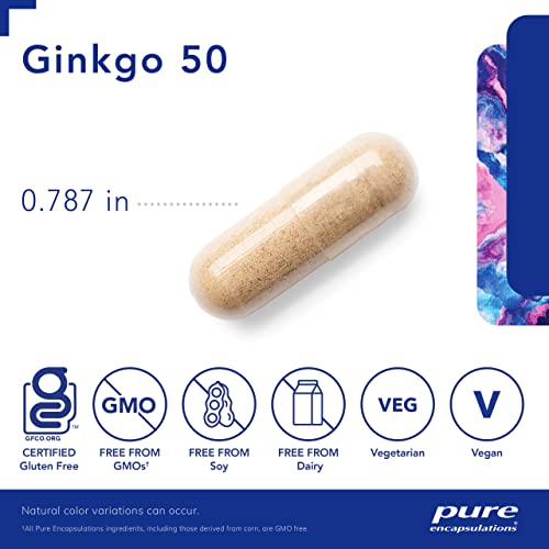 Pure Encapsulations Ginkgo 50 160 mg | Ginkgo Biloba Supplement to Support Oxygen, Blood Circulation, and Mild Memory Problems Associated with Aging* | 120 Capsules