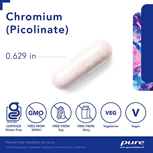 Pure Encapsulations Chromium (Picolinate) 500 mcg - for Lipid & Carbohydrate Metabolism* - Mineral Supplement - Superior Absorption Chromium Supplement - Vegan & Gluten Free - 60 Capsules