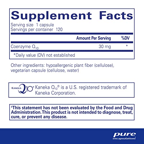 Pure Encapsulations CoQ10 30 mg | Coenzyme Q10 Supplement for Energy, Antioxidants, Brain and Cellular Health, Cognition, and Cardiovascular Support* | 120 Capsules