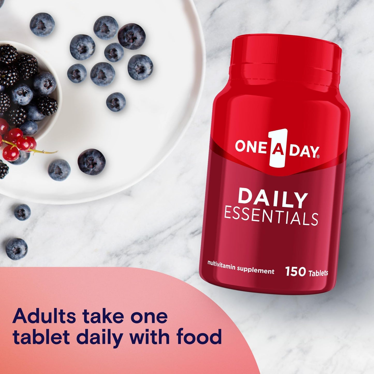 One-A-Day Daily Essentials, Multivitamin for Women & Men, Supports Healthy Brain and Muscle Function and Immune Health, Adult Multivitamin with Vitamin D, Vitamin B12, and Vitamin E, 150 Count