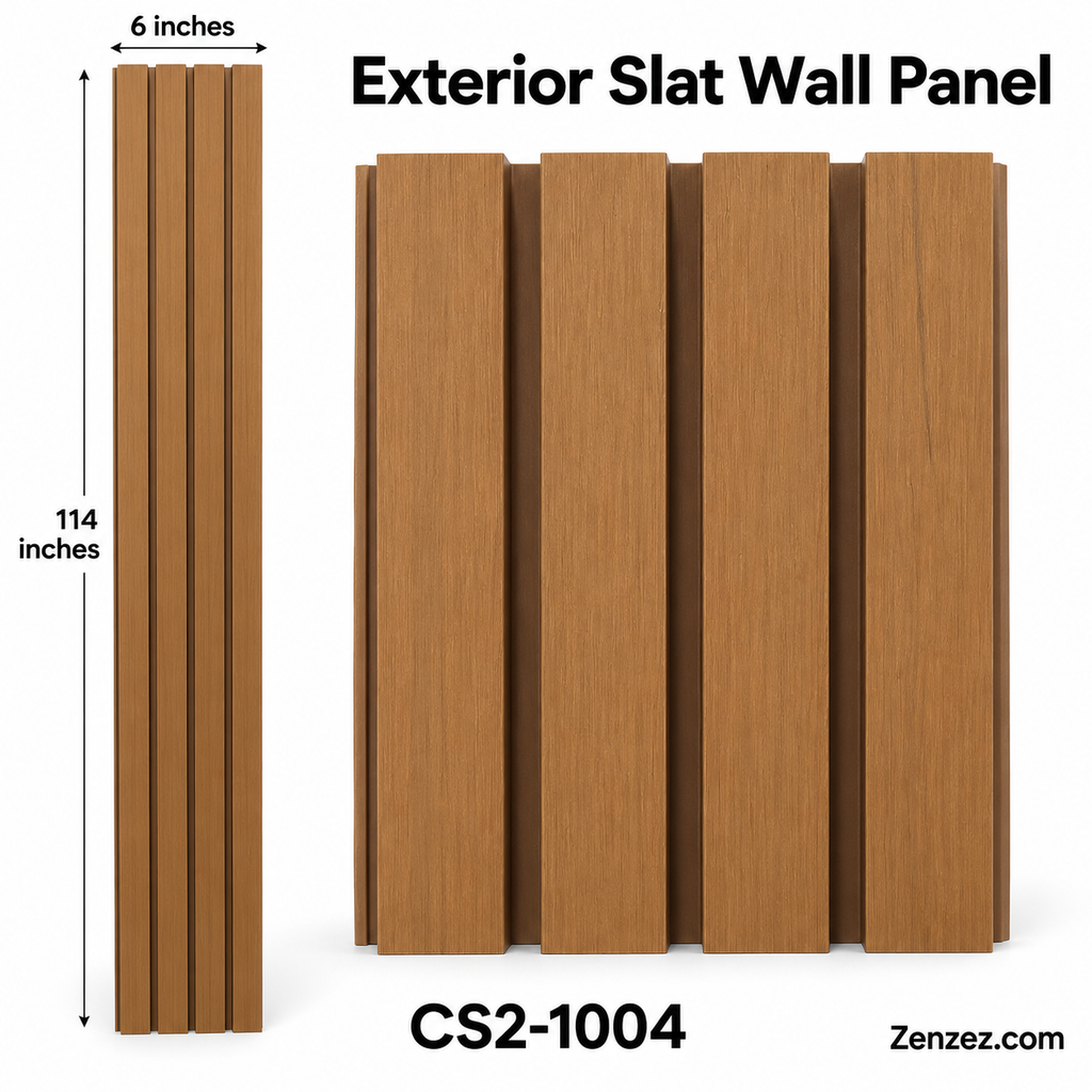 WALL PVC PANEL SLAT (SIDING) 6X114 INCHES = 6 INCHES X 9.5 FEET EXTERIOR USE MODEL CS2-1004