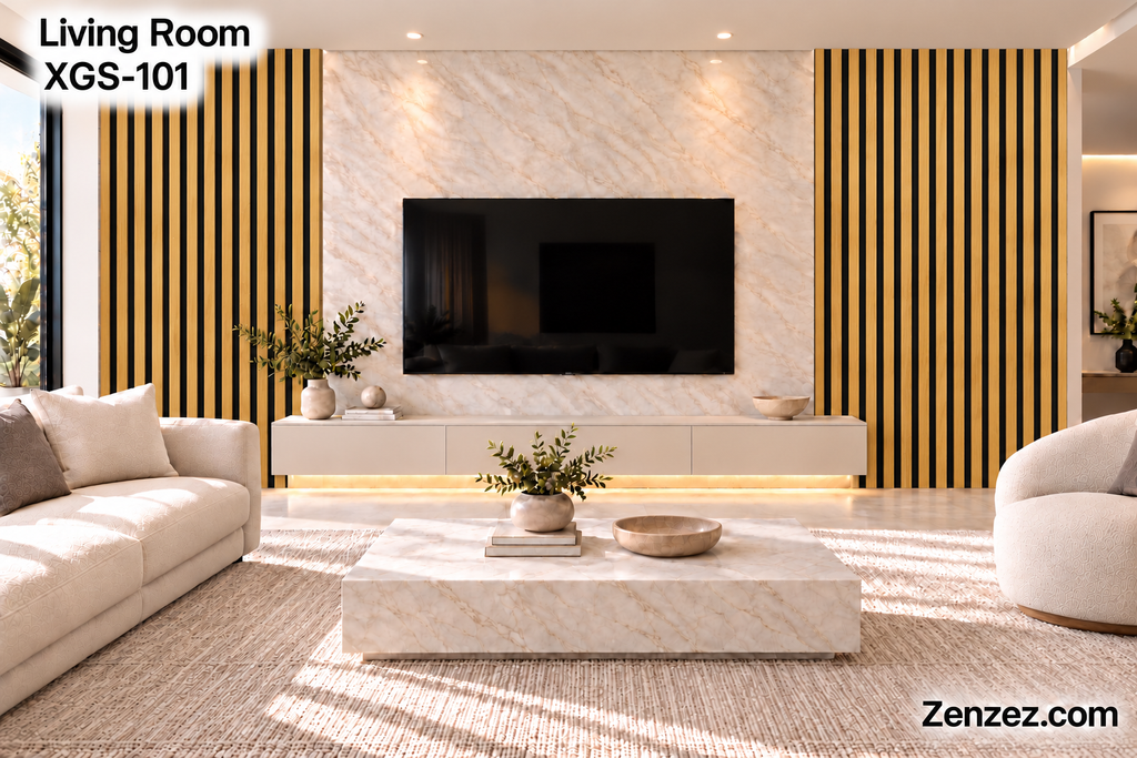 WALL PVC PANEL SLAT 6X114 INCHES = 6 INCHES X 9.5 FEET INTERIOR USE MODEL XGS-101