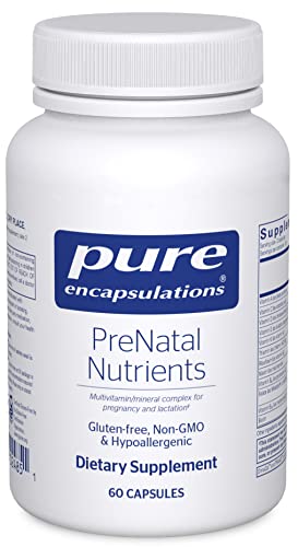 Pure Encapsulations PreNatal Nutrients - for Pregnancy & Lactation - Aids Energy & DNA Development* - with Folate, Choline & Iron - Gluten Free & Non-GMO - 60 Capsules