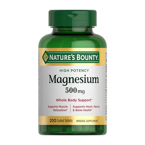 Nature's Bounty Magnésium, santé des os et des muscles, soutien du corps entier, comprimés, 500 mg, 200 unités