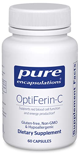 Pure Encapsulations OptiFerin-C - for Red Blood Cells & Energy - Iron Absorption Support - Energy Supplement* - Vitamin C Enriched - Gluten Free & Non-GMO - 60 Capsules