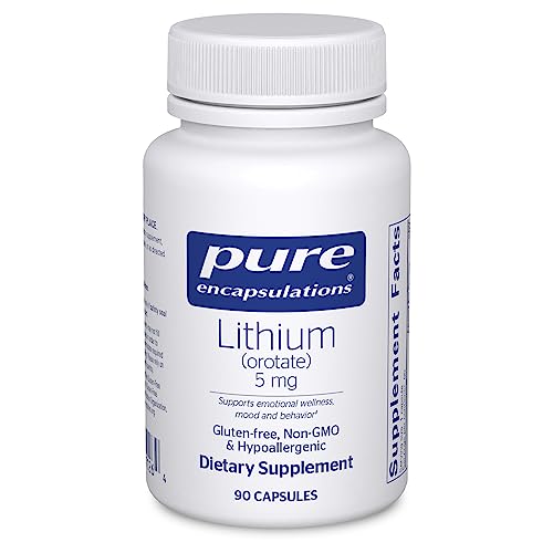 Pure Encapsulations Lithium Orotate 5 mg - Brain Support Supplement - with N-Acetyl-L-Cysteine (NAC) for Memory & Brain Behavior* - Gluten Free & Non-GMO - 90 Capsules