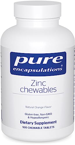 Tabletas masticables de zinc Pure Encapsulations | Suplemento para el apoyo del sistema inmunológico, el crecimiento y el desarrollo, y la cicatrización de heridas | 100 tabletas masticables | Sabor natural a naranja