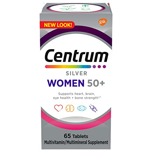 Centrum Silver Women's Multivitamin para mujeres mayores de 50 años, suplemento multivitamínico/multimineral con vitamina D3, vitaminas B, ingredientes sin OGM, apoya la memoria y la cognición en adultos mayores - 65 unidades