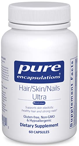 Pure Encapsulations Hair/Skin/Nails Ultra - Supplement for Collagen, Anti Aging, Keratin, Antioxidants, Skin Hydration, Hair, and Nails* - with Biotin, Vitamin C, and More - 60 Capsules