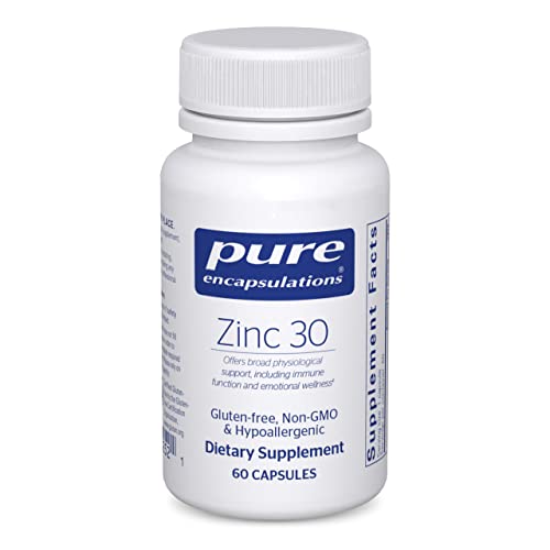 Pure Encapsulations Zinc 30 mg - Suplemento para el apoyo del sistema inmunológico, el crecimiento y el desarrollo, y la cicatrización de heridas* - con picolinato de zinc 30 mg - 60 cápsulas