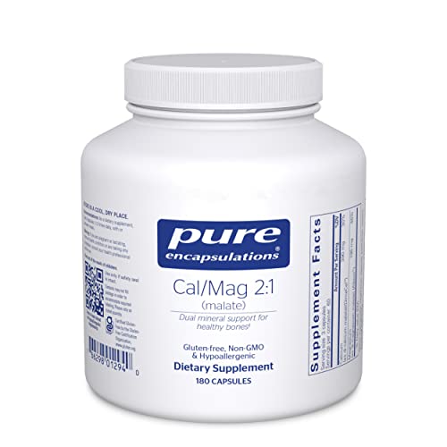 Pure Encapsulations Cal/Mag (Malate) 2:1 - Calcium & Magnesium (Malate) - Bone Health Supplement* - Optimal Absorption - Vegan & Gluten Free - 180 Capsules