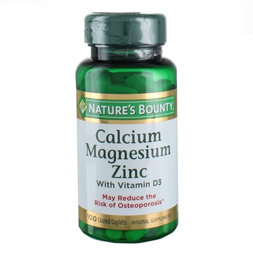 Comprimés de calcium-magnésium-zinc de Nature's Bounty, 200 comprimés (2 bouteilles de 100 comprimés)