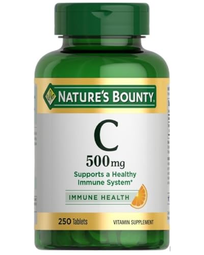 Nature's Bounty Vitamine C, Soutient un système immunitaire sain, Complément vitaminique, 500 mg, 250 comprimés