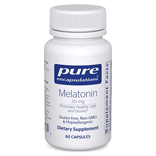 Pure Encapsulations Melatonin 20 mg - Not Intended for Sleep Support - for Immune System & Healthy Cells - 99.5% Purity Melatonin - Gluten Free & Non-GMO - 60 Capsules