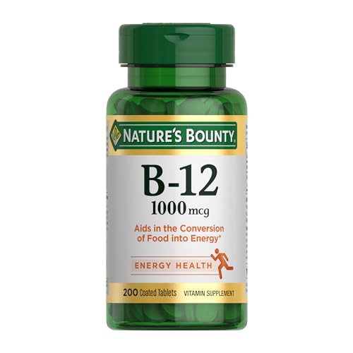 Nature's Bounty Vitamine B12, Soutient le métabolisme énergétique, Comprimés, 1000 mcg, 200 unités