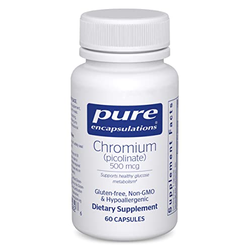 Pure Encapsulations Chromium (Picolinate) 500 mcg - for Lipid & Carbohydrate Metabolism* - Mineral Supplement - Superior Absorption Chromium Supplement - Vegan & Gluten Free - 60 Capsules