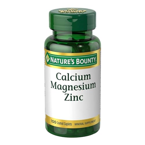 Nature's Bounty Calcium Magnesium &amp; Zinc Caplets, Soutien immunitaire et santé osseuse, 100 unités