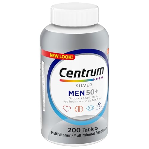 Centrum Silver Multivitamínico para hombres mayores de 50 años con vitamina D3, vitaminas B y zinc para la memoria y la cognición - 200 comprimidos