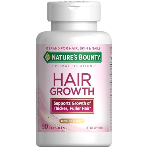 Nature S Bounty Optimal Solutions Hair Growth, 90 Capsules - Supports Growth of Thicker, Fuller Hair - with Biotin, Silicon & Arginine - One-per-Day Formula - from The #1 Brand for Hair, Skin & Nails