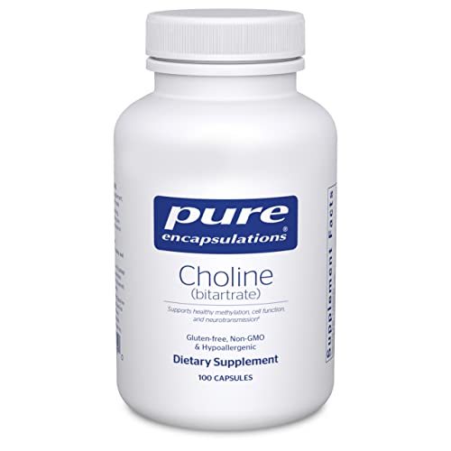 Pure Encapsulations Choline (Bitartrate) - 275 mg Choline (Bitartrate) - Supports Methylation, Brain Health & Cell Function* - Highly Bioavailable - Vegan & Non-GMO - 100 Capsules