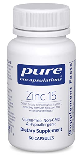 Pure Encapsulations Zinc 15 mg - Suplemento de picolinato de zinc para apoyar el sistema inmunológico, el crecimiento y el desarrollo - para la cicatrización de heridas - con picolinato de zinc de primera calidad - 60 cápsulas