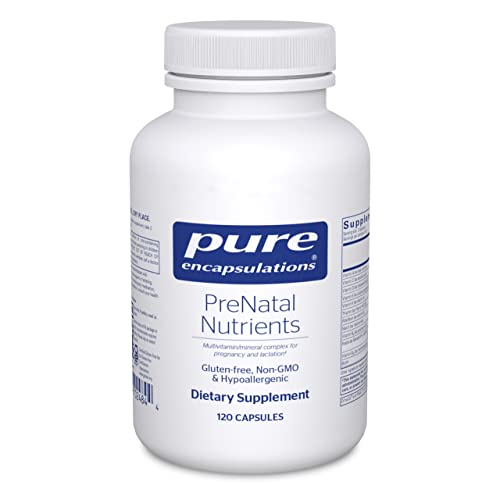 Pure Encapsulations PreNatal Nutrients - for Pregnancy & Lactation - Aids Energy & DNA Development* - with Folate, Choline & Iron - Gluten Free & Non-GMO - 120 Capsules