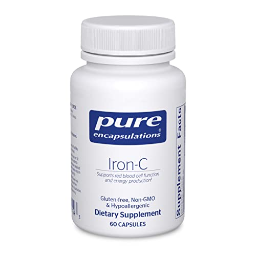 Pure Encapsulations Iron-C - 15 mg Iron - 175 mg Vitamin C - Red Blood Cell Support* - Energy Production - Highly Bioavailable Iron Pill - Gluten Free & Vegan - 60 Capsules