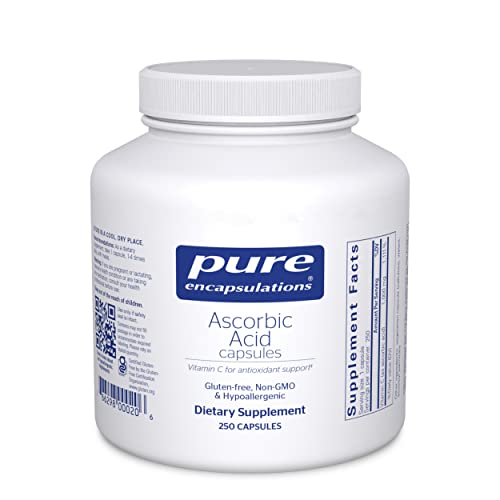 Pure Encapsulations Ascorbic Acid Capsules - 1,000 mg Vitamin C - Antioxidant & Immune Support* - High-Potency Vitamin C - Vegan & Non-GMO - 250 Capsules