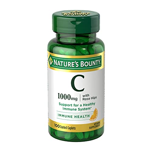 Nature's Bounty Vitamine C + cynorhodon, soutien immunitaire, 1 000 mg, comprimés enrobés, 100 unités