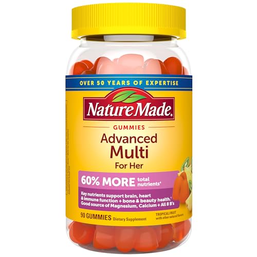 Nature Made Advanced Multivitamin Gummies for Her with Magnesium Citrate, Calcium & All 8 B Vitamins, Multivitamin for Women, 90 Gummies, 30 Day Supply