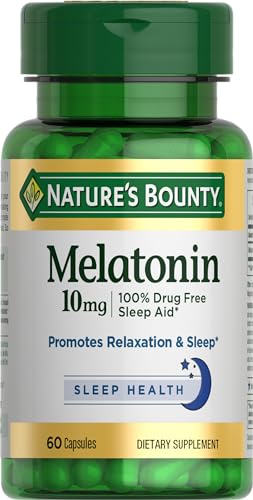 Nature's Bounty Mélatonine, aide au sommeil 100 % sans médicament, complément alimentaire, 10 mg, 60 unités