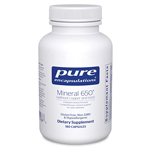 Pure Encapsulations Mineral 650 without Copper & Iron | Hypoallergenic Combination of Balanced Chelated|Minerals | 180 Capsules