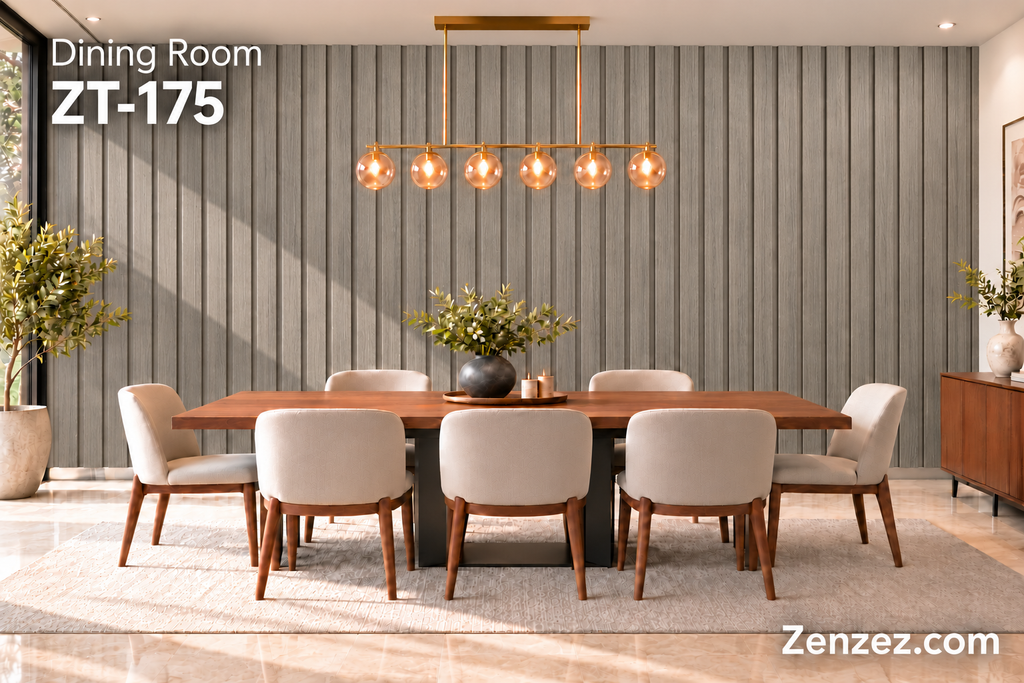 WALL PVC PANEL SLAT 6X114 INCHES = 6 INCHES X 9.5 FEET INTERIOR USE MODEL ZT-175