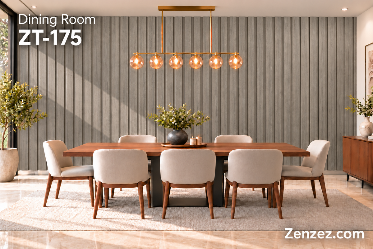 WALL PVC PANEL SLAT 6X114 INCHES = 6 INCHES X 9.5 FEET INTERIOR USE MODEL ZT-175