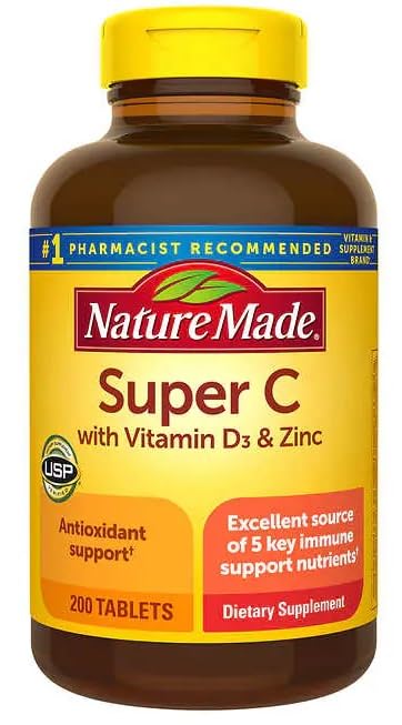 Nature Made Super C avec vitamine D3 et zinc, 200 comprimés par flacon