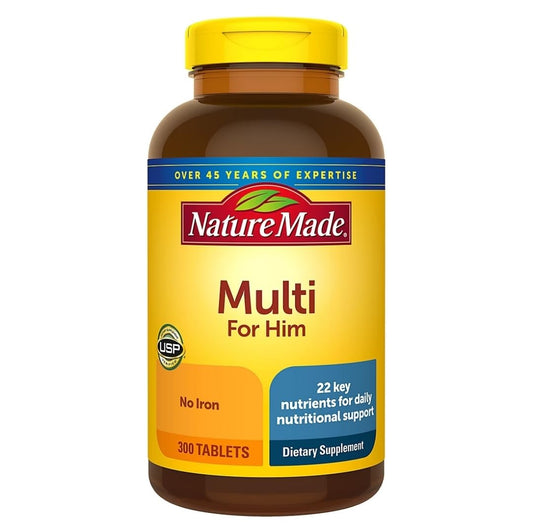 Nature Made Multivitamines pour lui sans fer, multivitamines pour hommes pour un soutien nutritionnel quotidien, multivitamines pour hommes, 300 comprimés, approvisionnement pour 300 jours