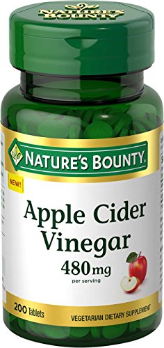 Nature's Bounty Pilules de vinaigre de cidre de pomme 480 mg, complément végétarien à base de plantes, 200 comprimés