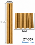 WALL PVC PANEL SLAT 6X114 INCHES = 6 INCHES X 9.5 FEET INTERIOR USE MODEL ZT-067