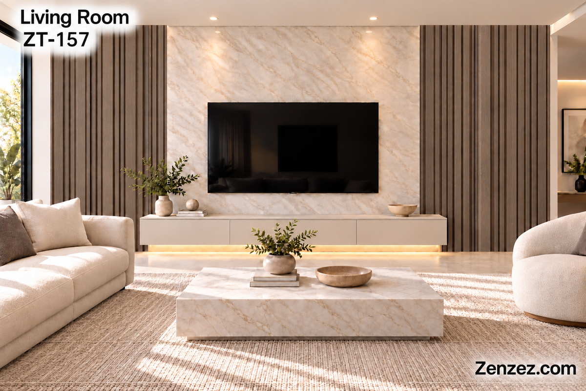 WALL PVC PANEL SLAT 6X114 INCHES = 6 INCHES X 9.5 FEET INTERIOR USE MODEL ZT-157