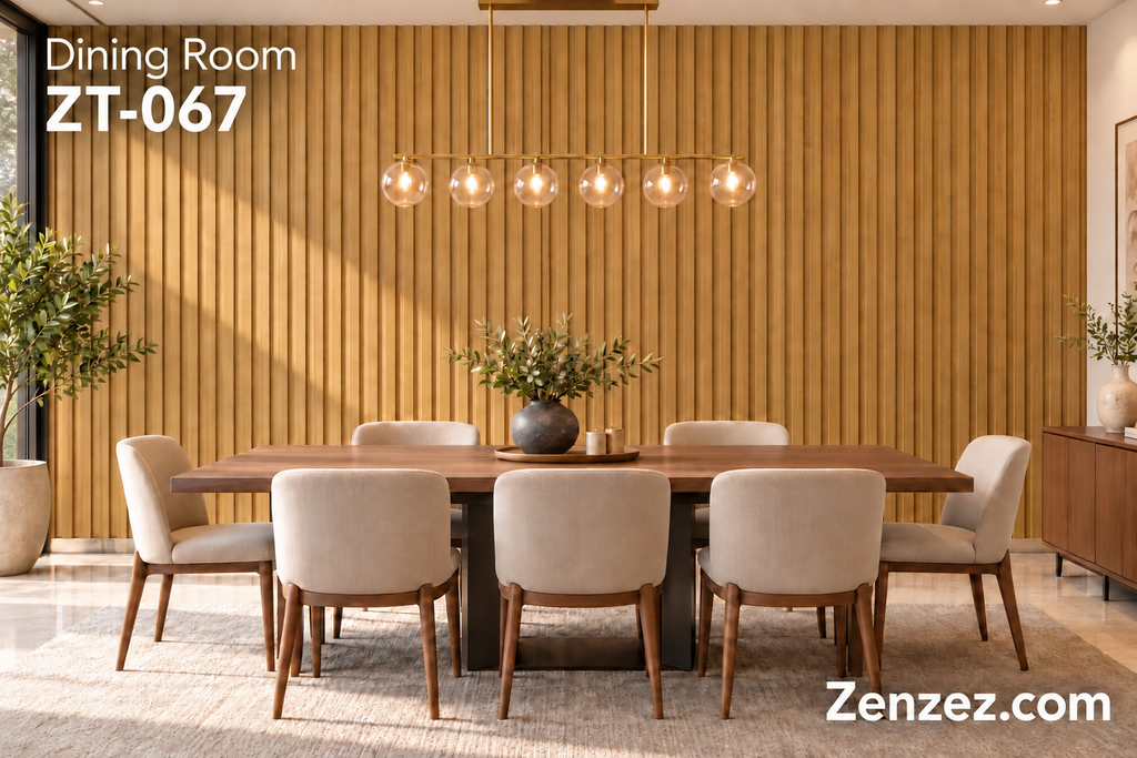 WALL PVC PANEL SLAT 6X114 INCHES = 6 INCHES X 9.5 FEET INTERIOR USE MODEL ZT-067