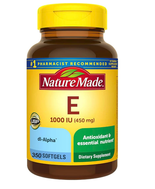 Nature Made Vitamine E 180 mg (400 UI) dl-Alpha, complément alimentaire pour le soutien antioxydant, 350 gélules molles, approvisionnement de 350 jours + guide de suppléments nalkotsuppliment