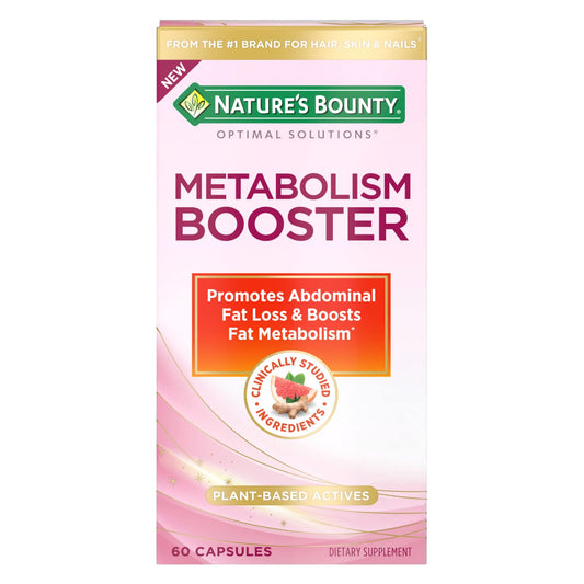 Nature’s Bounty Metabolism Booster Supplement, Boosts Fat Metabolism, Promotes Abdominal Fat Loss, with Citrus Extracts and Black Ginger, 60 Capsules