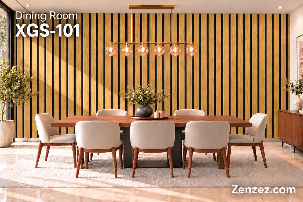 WALL PVC PANEL SLAT 6X114 INCHES = 6 INCHES X 9.5 FEET INTERIOR USE MODEL XGS-101