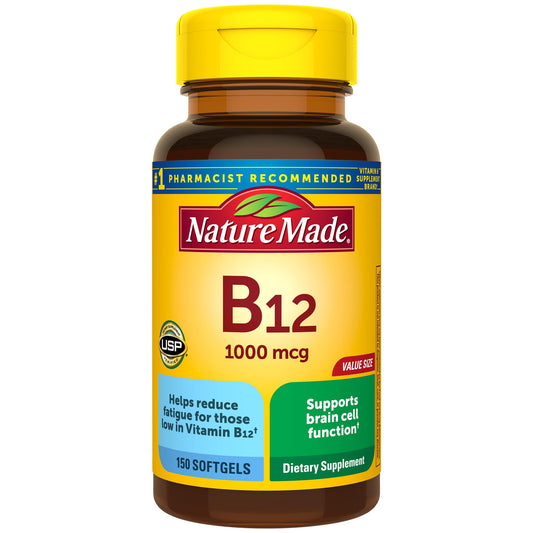 Nature Made Vitamin B12 1000 mcg, Dietary Supplement for Energy Metabolism Support, 150 Softgels, 150 Day Supply