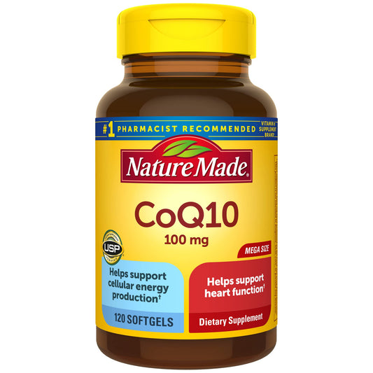 Nature Made CoQ10 100 mg, complément alimentaire pour le soutien de la santé cardiaque, 120 gélules, approvisionnement pour 120 jours