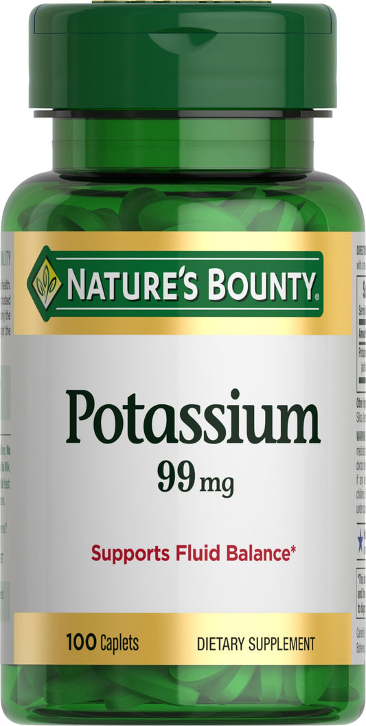 Nature's Bounty Potassium, Supports Fluid Balance, Dietary Supplement, 99 mg, 100 Caplets