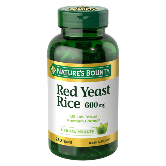 Nature's Bounty Red Yeast Rice, Herbal Supplement, 600mg, 250 Capsules