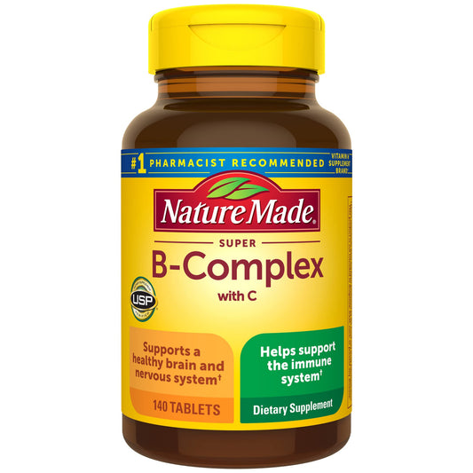 Nature Made Super B Complex avec vitamine C et acide folique, complément alimentaire pour le soutien immunitaire, 140 comprimés, approvisionnement pour 140 jours