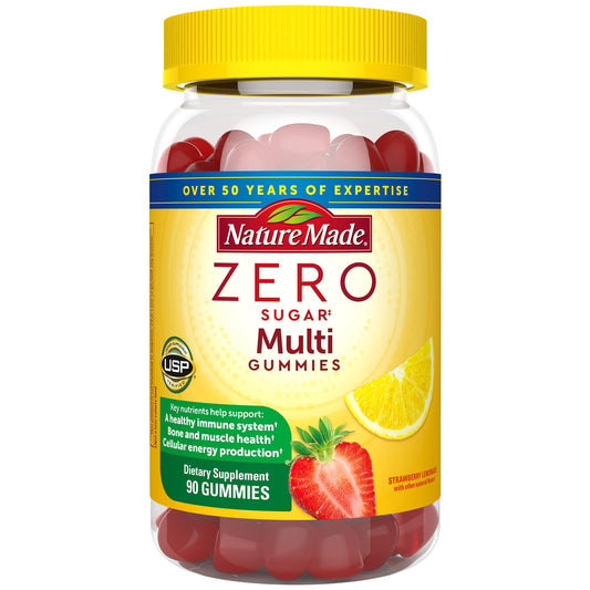 Nature Made Zero Sugar Multivitamin Gummies, Daily Nutritional Support Vitamin Supplements, 90 Sugar Free Gummies, 45 Day Supply