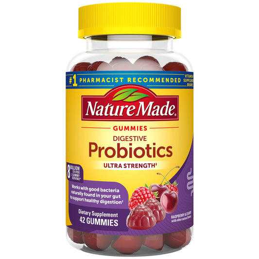 Nature Made Ultra Strength Digestive Probiotics, Probiotics for Women and Men, 42 Probiotic Gummies, 21 Day Supply